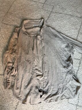 Women’s Nordstrom Brown Linen Button-Up Shirt Size Small NEW WITHOUT TAGS
